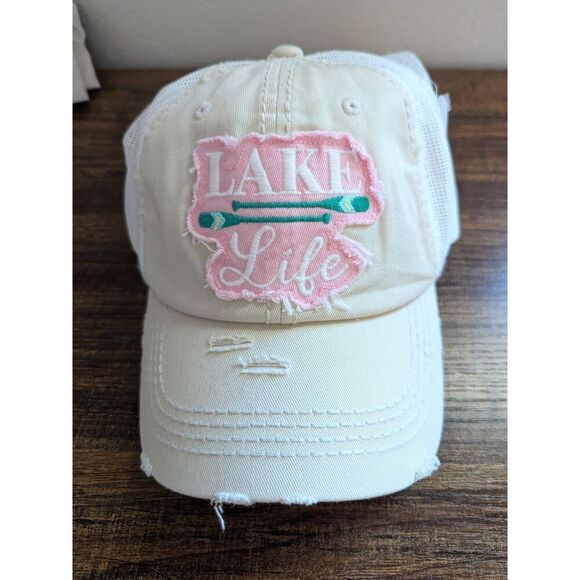 2/$30 Cream Ladies Lake Life Trucker Cap - Picture 3 of 7